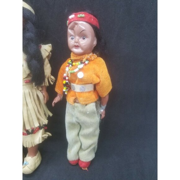 Carlson Dolls Native American Girls Boy Hard Plastic Sleeping Eyes Needs Repair - Picture 4 of 8
